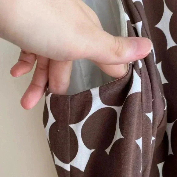 Nine West Brown and White Polka Dot Fit & Flare Dress, Belted Dress, Size 12 - Picture 4 of 16